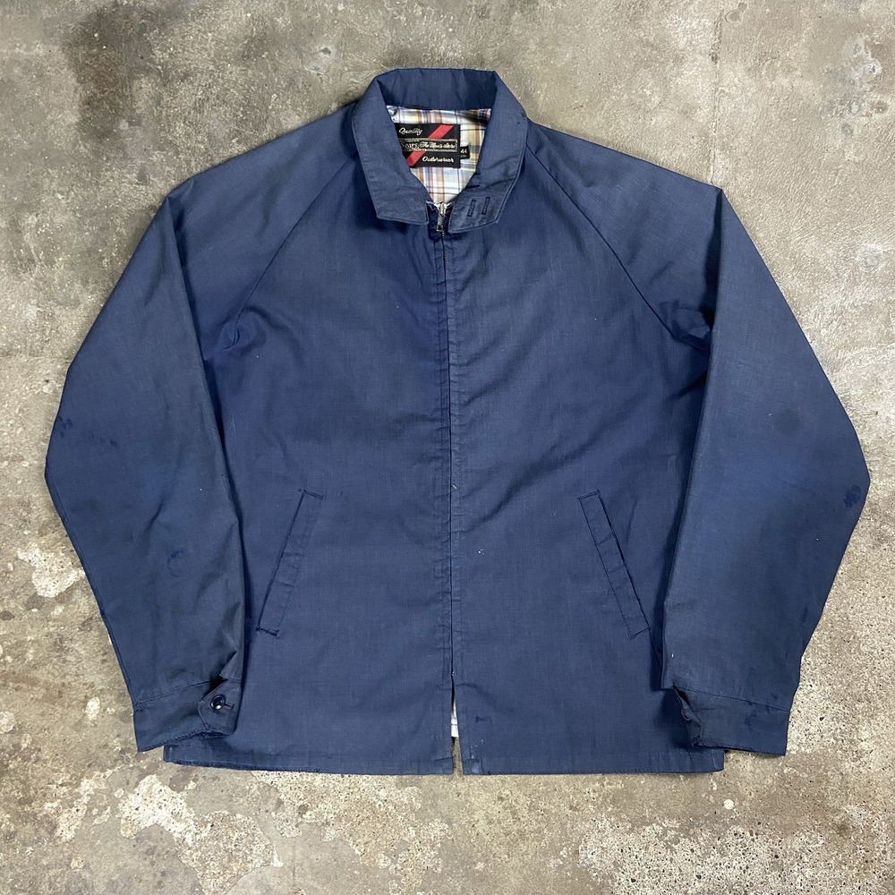 Vintage 70s Sears Outerwear Harrington Jacket Size 44 Navy Blue Full Zip‎ Bomber